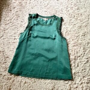 Whimsical Ruffle Silky Feminine Classic Timeless Tank Womens S Secretary Classy